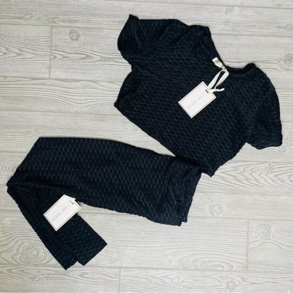 Nwt J for Justify textured black cropped short sleeve top and leggings outfit L